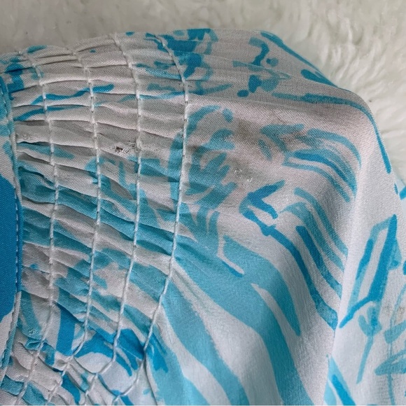 Lilly Pulitzer Women’s Blue White Silk La Via es Loca Elsa Blouse Size Small - Picture 9 of 14